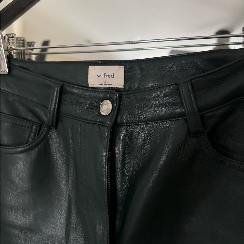 ARITZIA WILFRED Melina Faux Leather Pant, Green (US 2) - Picture 4 of 6